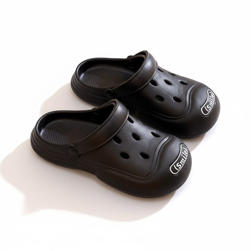men's Lightweight EVA Clogs with Smile Design – Breathable Sli！！BLACK